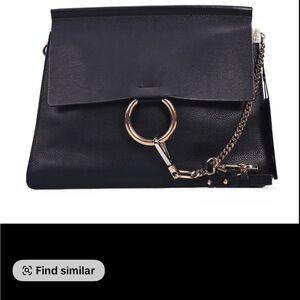 Chloe Black Leather Clutch with Gold Chain